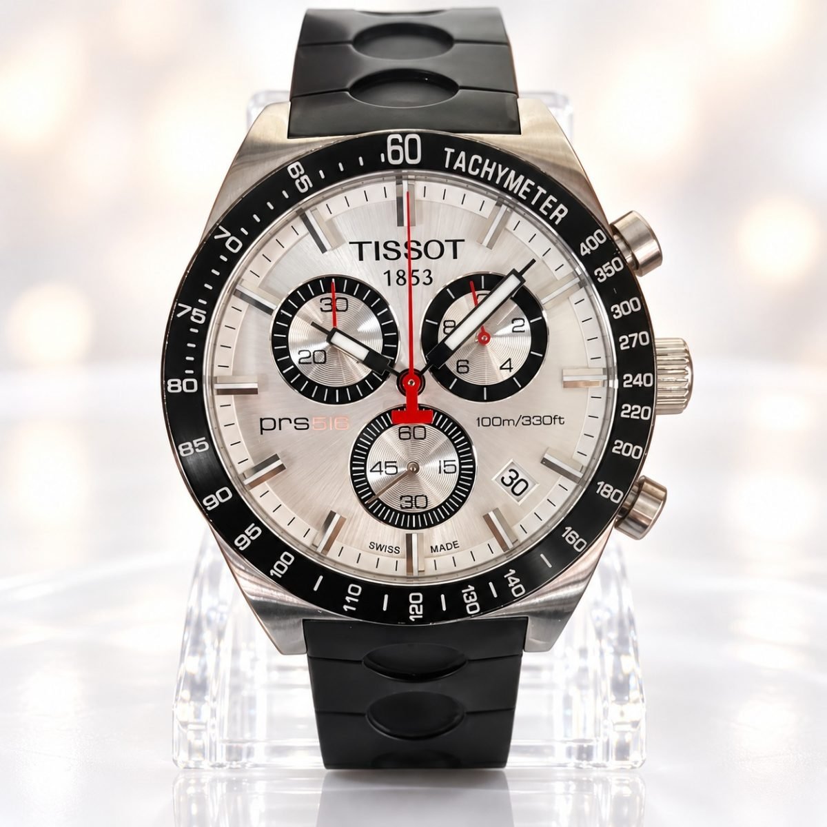 Tissot PRS 516 Cronógrafo · esfera plateada